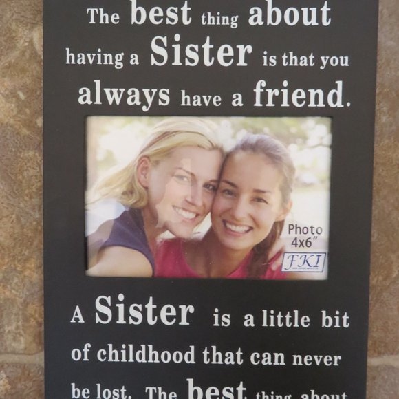 SISTER Picture Frame 12" x 7.75" Wood Stand-alone or Wall (K87) - Picture 1 of 3